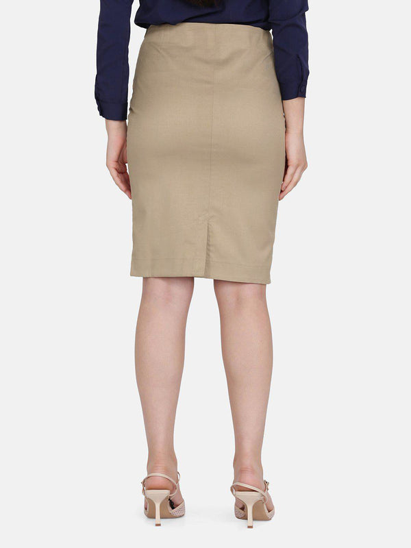 Straight Skirt - Hazel Wood Beige