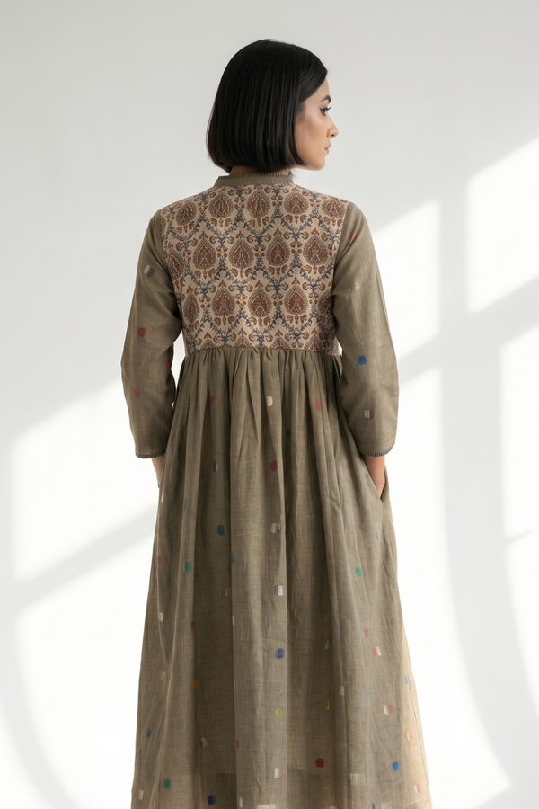 Sand Carnival Polka Pintuck Yoke Anarkali