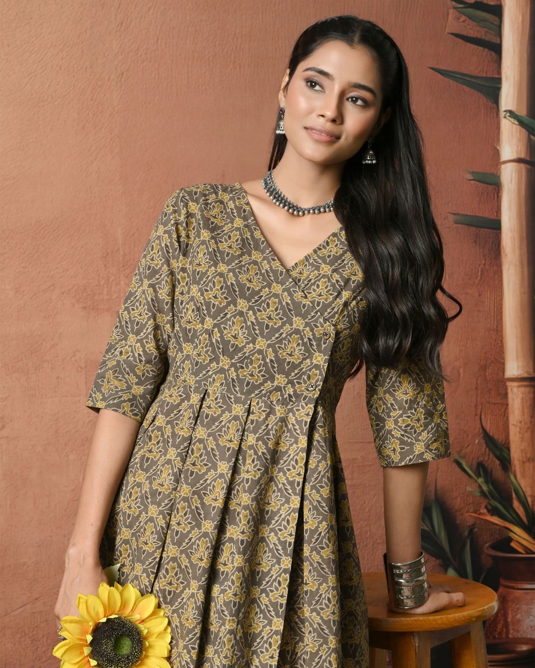 Saundh Hand Block Wrap Top Bo