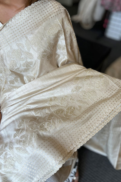 Semi Tussar saree with golden tissue FLORAL- ONAM