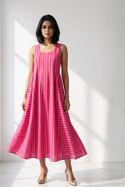 Smocked Berry Blush Bands Cotton Sleeveless Dress Mc