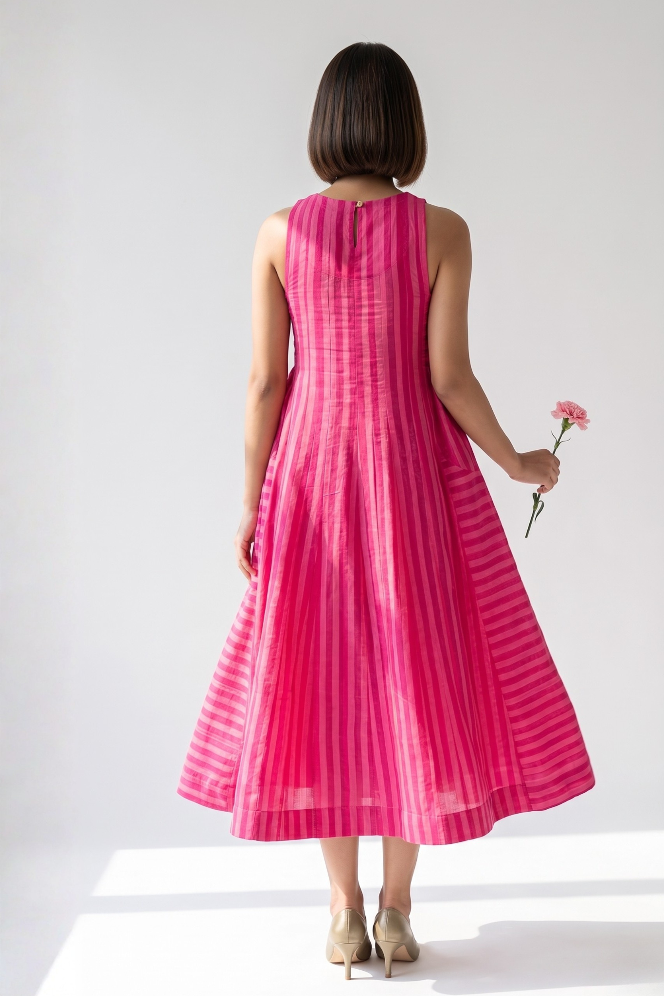 Smocked Berry Blush Bands Cotton Sleeveless Dress Mc
