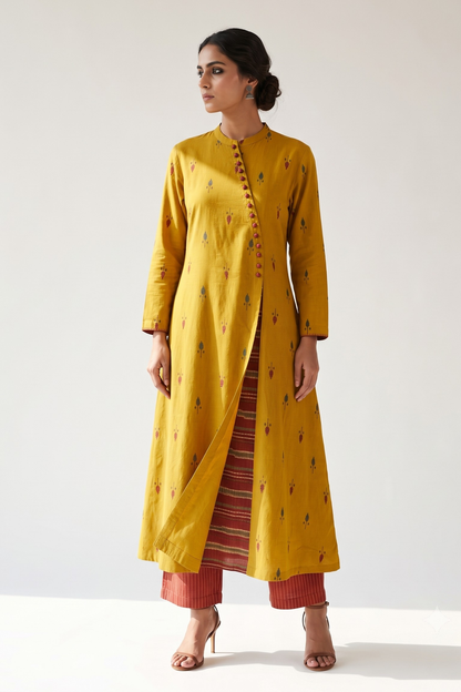 Sundance Leaf Butti Cotton Cross Potli Angrakha Kurta Mc