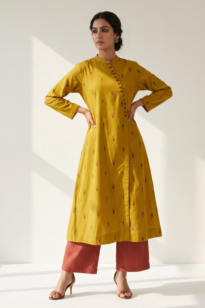 Sundance Leaf Butti Cotton Cross Potli Angrakha Kurta Mc