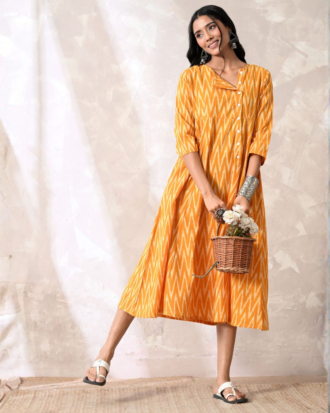 Sunshine Ikat Angrakha Dress