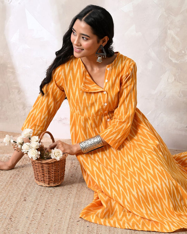 Sunshine Ikat Angrakha Dress