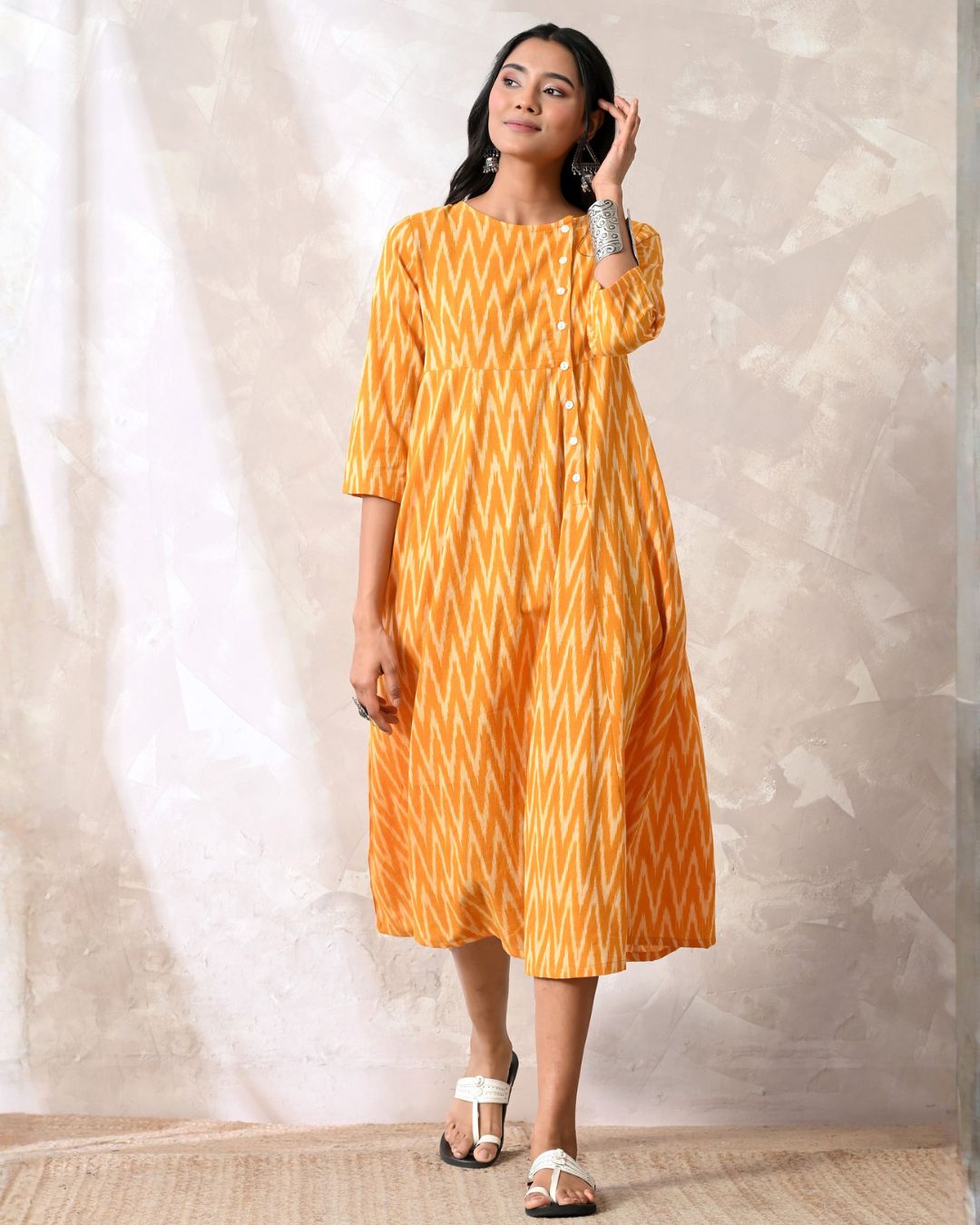 Sunshine Ikat Angrakha Dress
