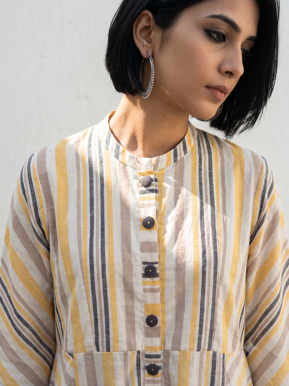 Sunstone Stripes Cotton Flared Panel Midi Dress