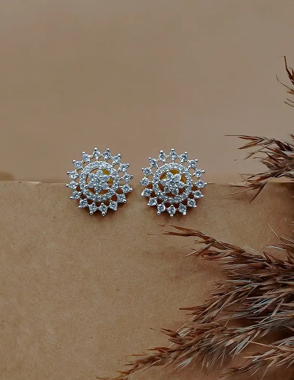18K Gold-Tone Sunburst Floral Crystal Stud Earrings LP- 48Hr Delivery
