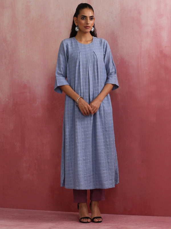 trueBrowns Sky Blue Cotton Dobby Kurta Set