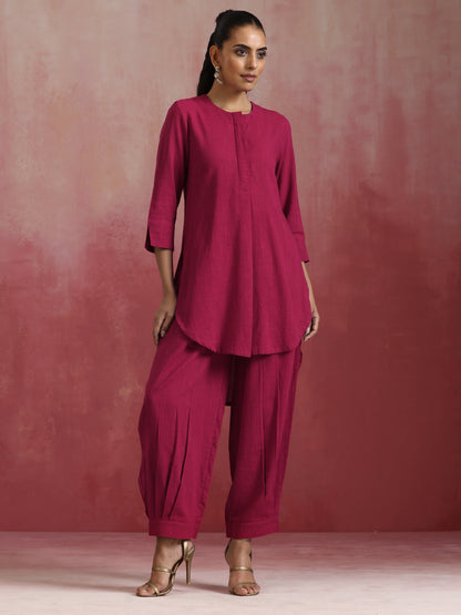 trueBrowns Magenta Cotton Kurta Co-ord set