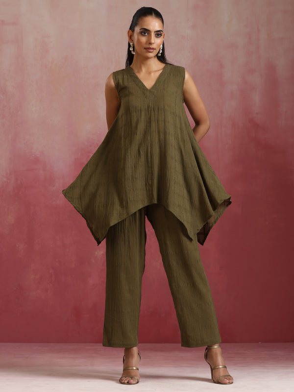 trueBrowns Olive Cotton Dobby Co-ord set