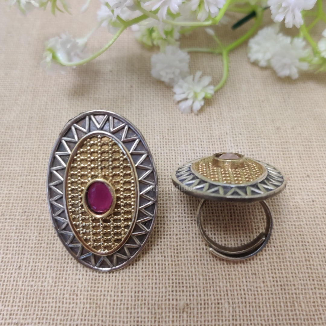 Dune  Silver look Alike Dual Tone Ring