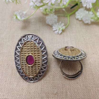 Dune  Silver look Alike Dual Tone Ring