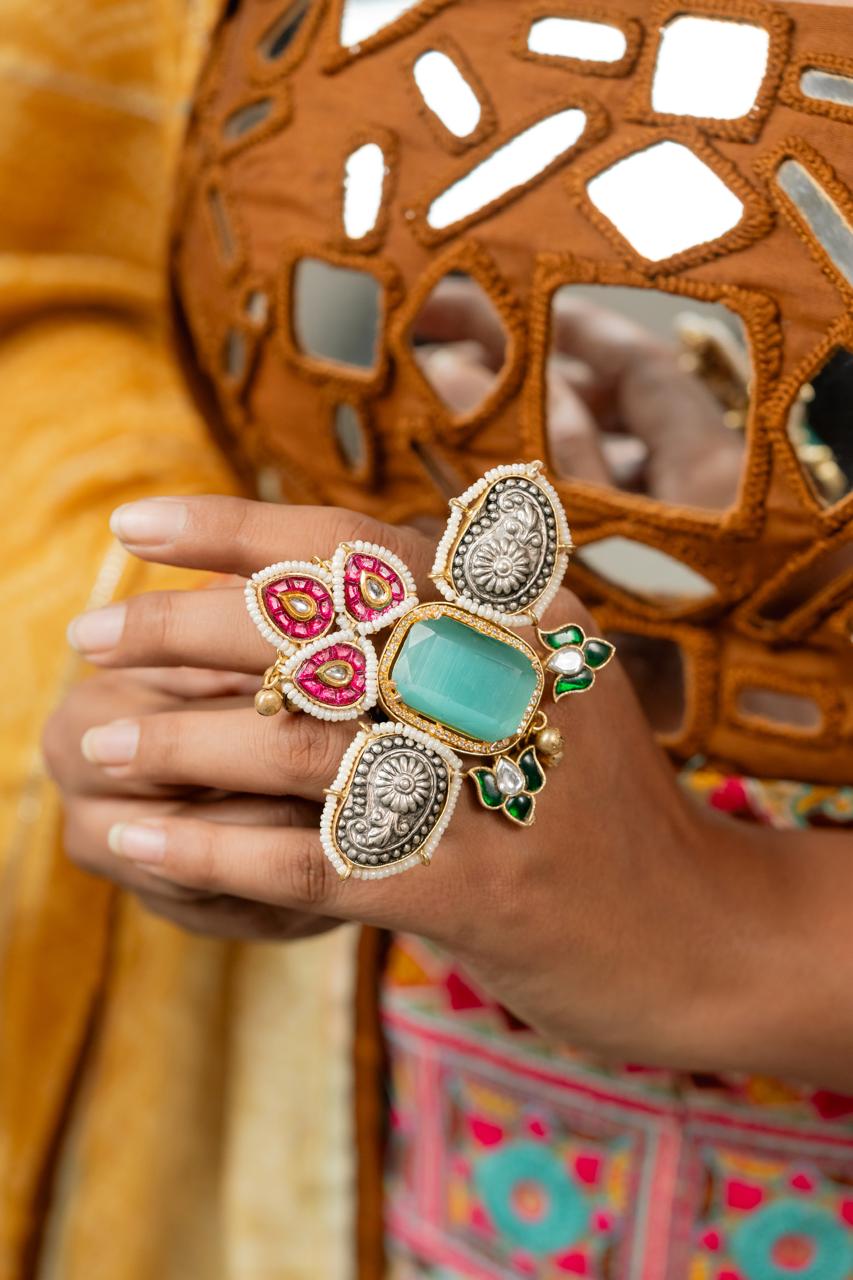 Ethnic festive kundan ring
