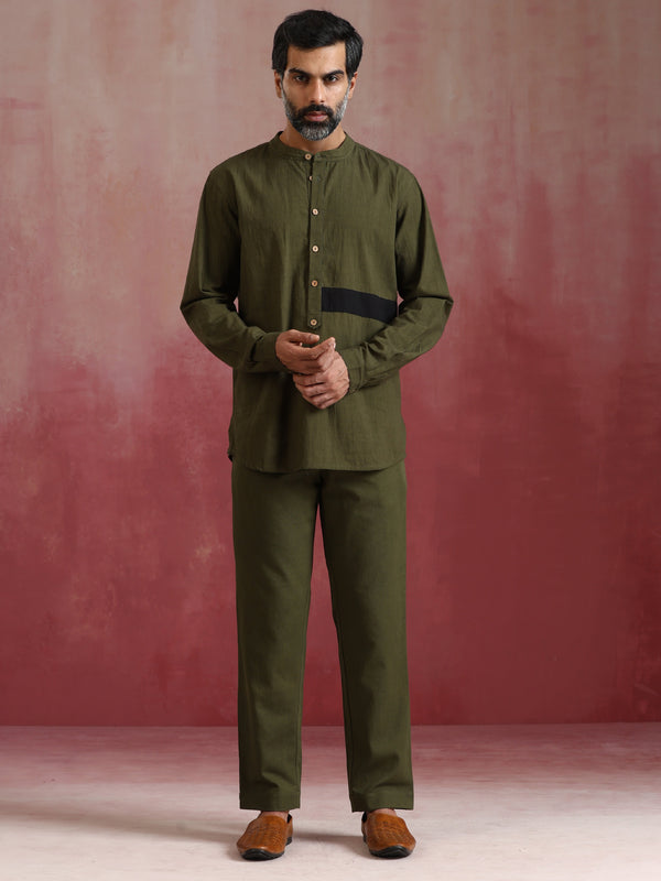 trueBrowns Men's Olive Cotton Co-ord set