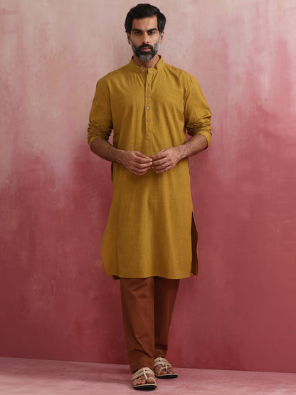 trueBrowns Men's Mustard Kurta