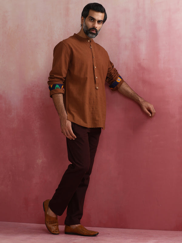 trueBrowns Men's Brown Cotton Kurta