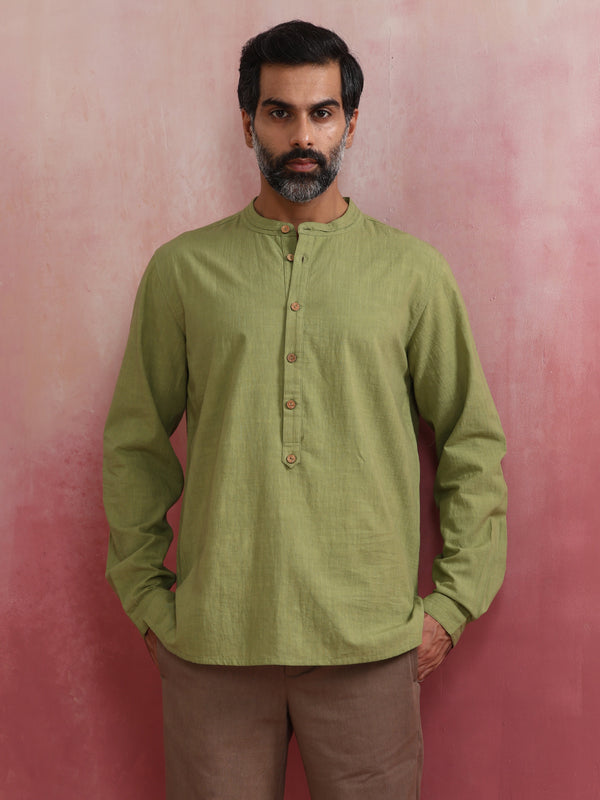 trueBrowns Men's Green Cotton Kurta