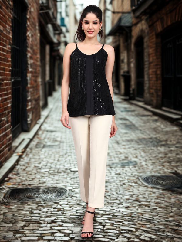 Powersutra Black Sequence Camisole