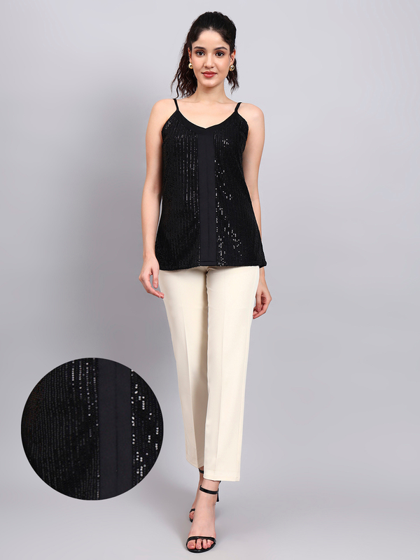 Powersutra Black Sequence Camisole