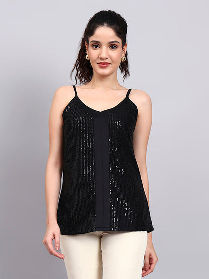 Powersutra Black Sequence Camisole