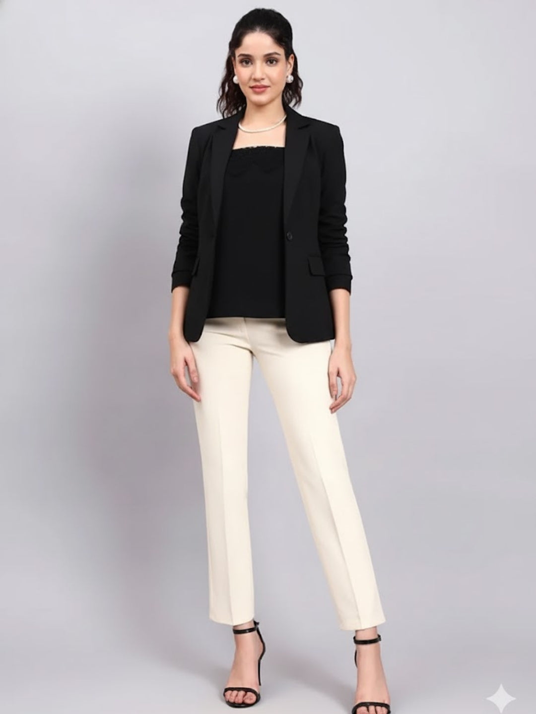 Powersutra Black Lace-Trim Camisole-Perfect To Pair With Blazers