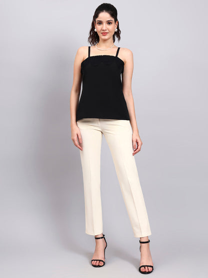 Powersutra Black Lace-Trim Camisole-Perfect To Pair With Blazers