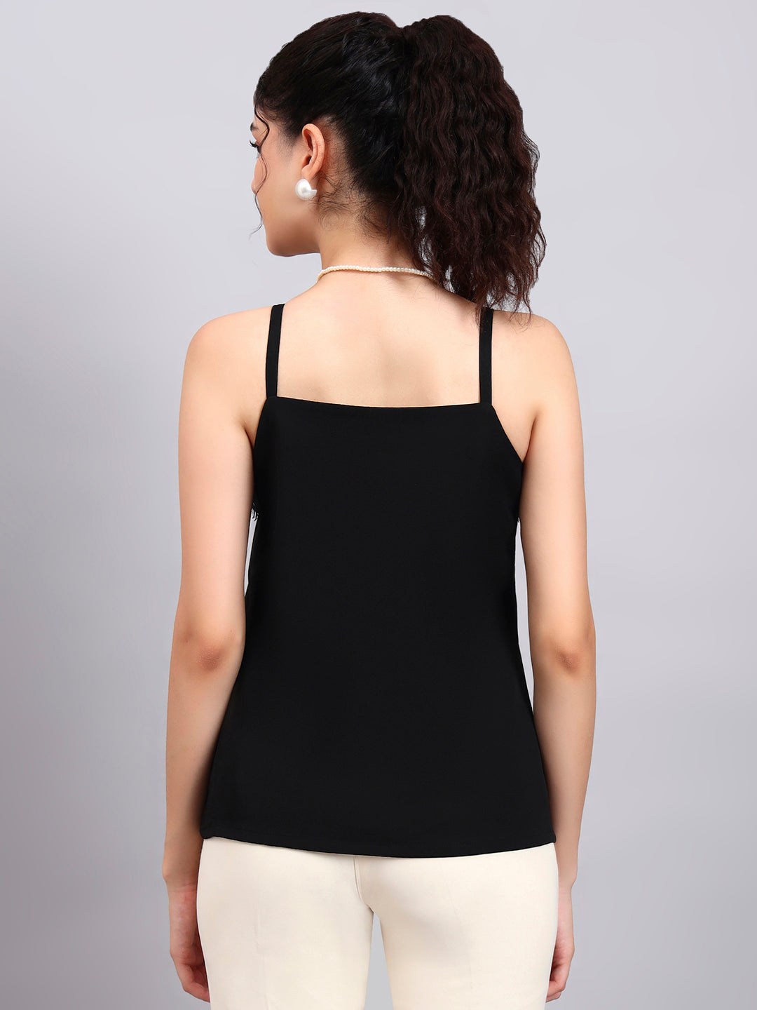 Powersutra Black Lace-Trim Camisole-Perfect To Pair With Blazers
