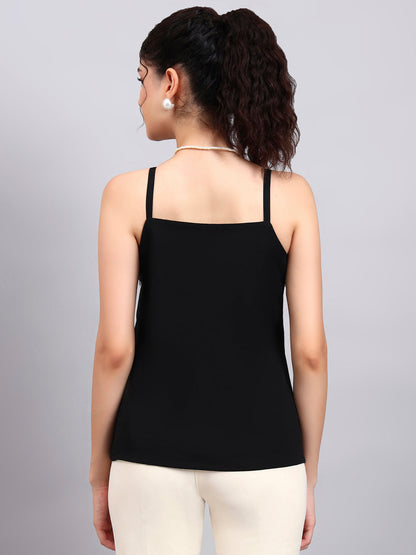 Powersutra Black Lace-Trim Camisole-Perfect To Pair With Blazers