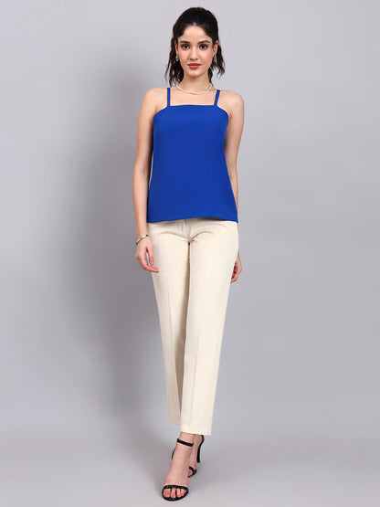 Powersutra Elegant Cobalt Blue Sleeveless Camisole With Square Neckline
