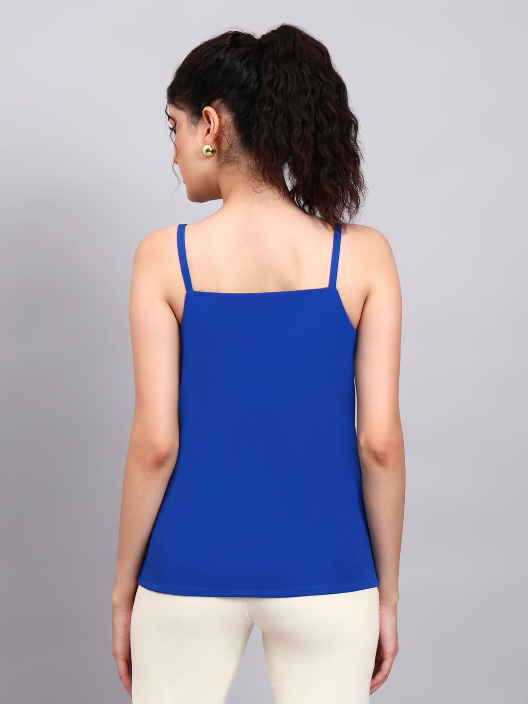 Powersutra Elegant Cobalt Blue Sleeveless Camisole With Square Neckline