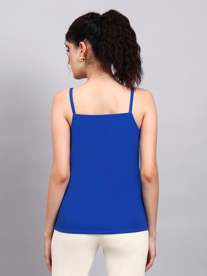 Powersutra Elegant Cobalt Blue Sleeveless Camisole With Square Neckline