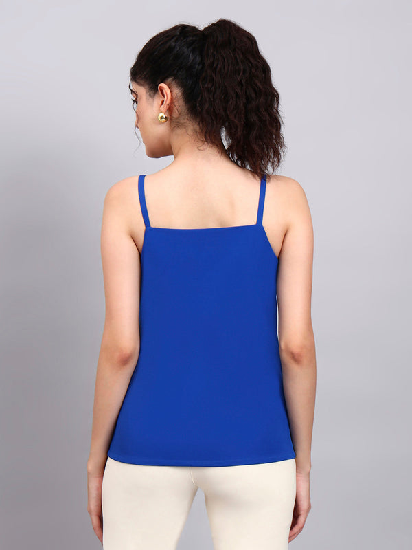 Powersutra Elegant Cobalt Blue Sleeveless Camisole With Square Neckline