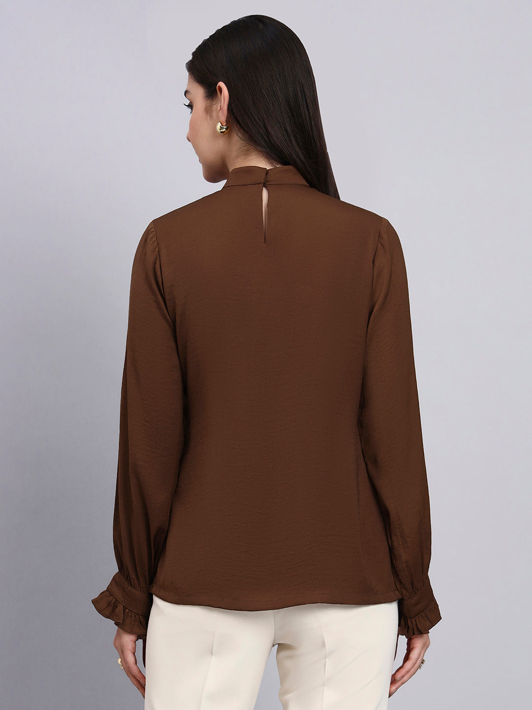 Powersutra Women Premium Chocolate Satin Top With Lace Detailing