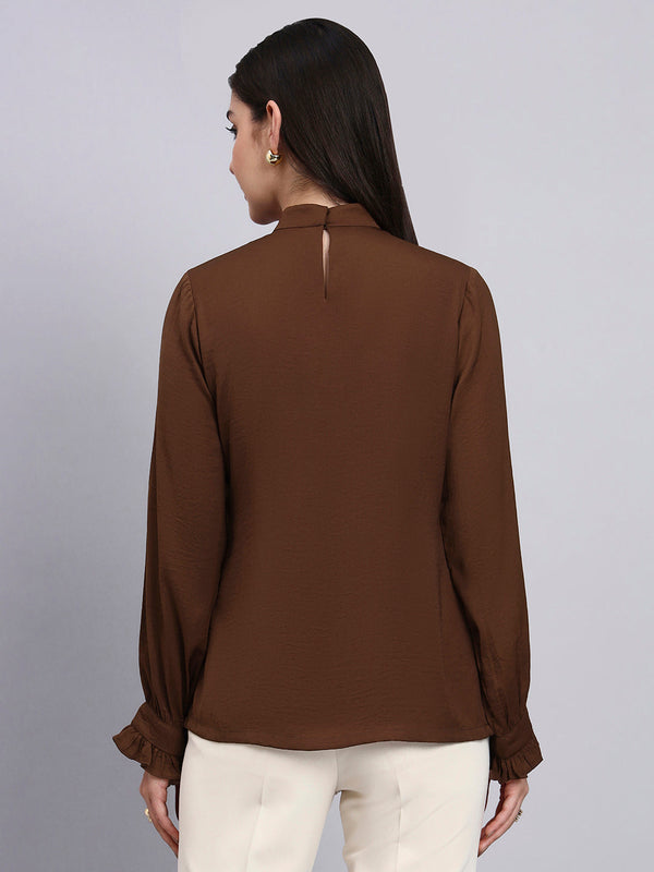 Powersutra Women Premium Chocolate Satin Top With Lace Detailing