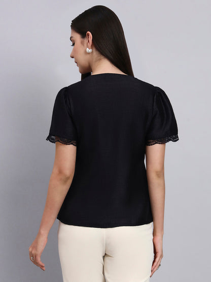 Powersutra Women Modern Puff Sleeve Top With Pearl Button
