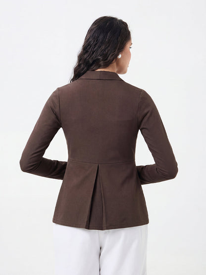 Women Brown V-neck Solid Top