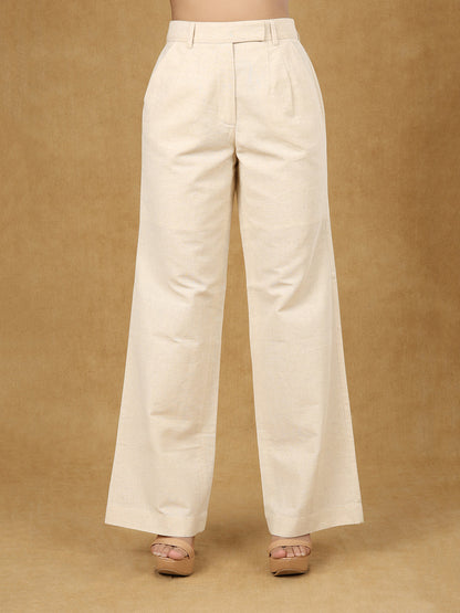 Off - White High Waist Linen Trousers