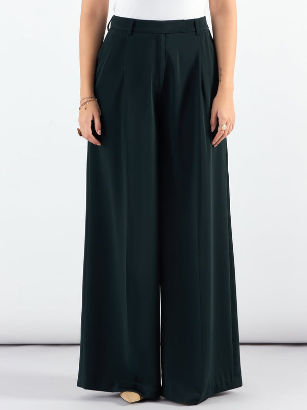 PowerSutra Relaxed Straight Leg Straight Fit High Waist Wide Leg Trouser In Stretchable Fabric