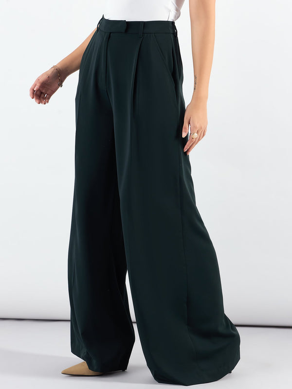 PowerSutra Relaxed Straight Leg Straight Fit High Waist Wide Leg Trouser In Stretchable Fabric