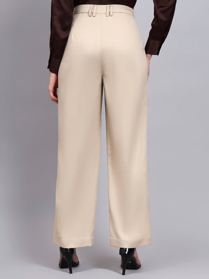 Powersutra Light Beige High Waist Pleated Trouser