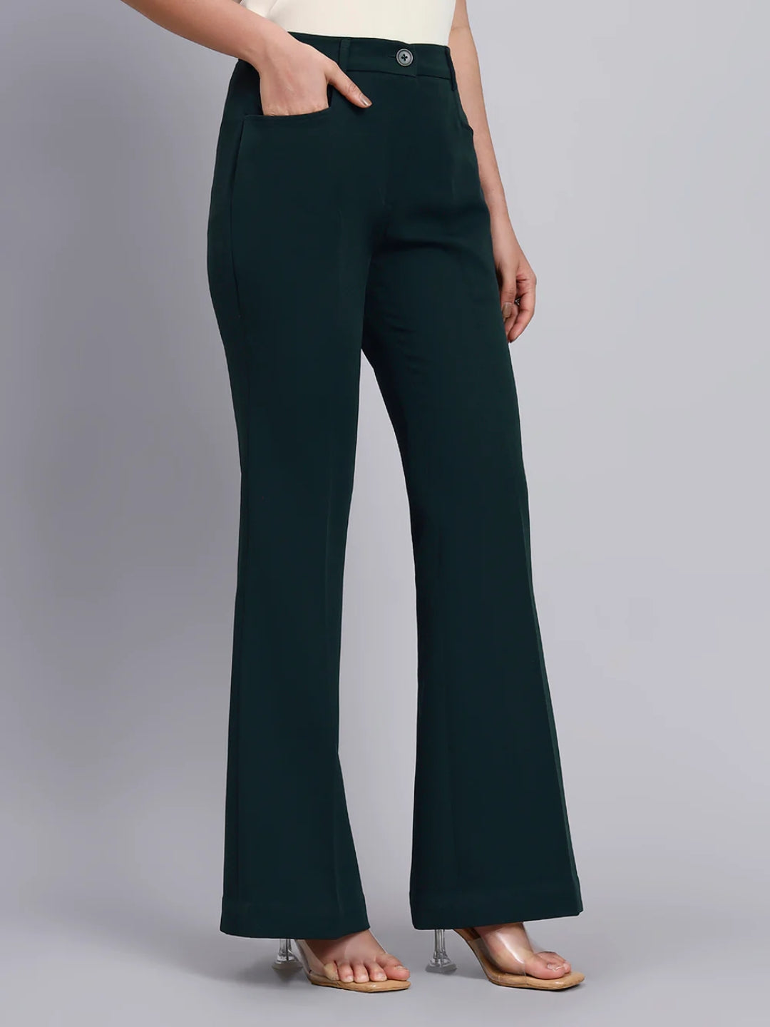 Women Green High-Rise Trouser