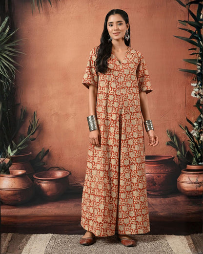 For The Drama Terracotta Jumpsuit Bo