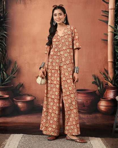 For The Drama Terracotta Jumpsuit Bo