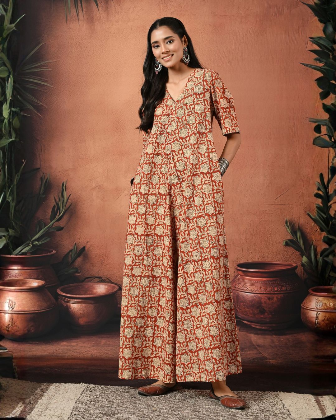 For The Drama Terracotta Jumpsuit Bo