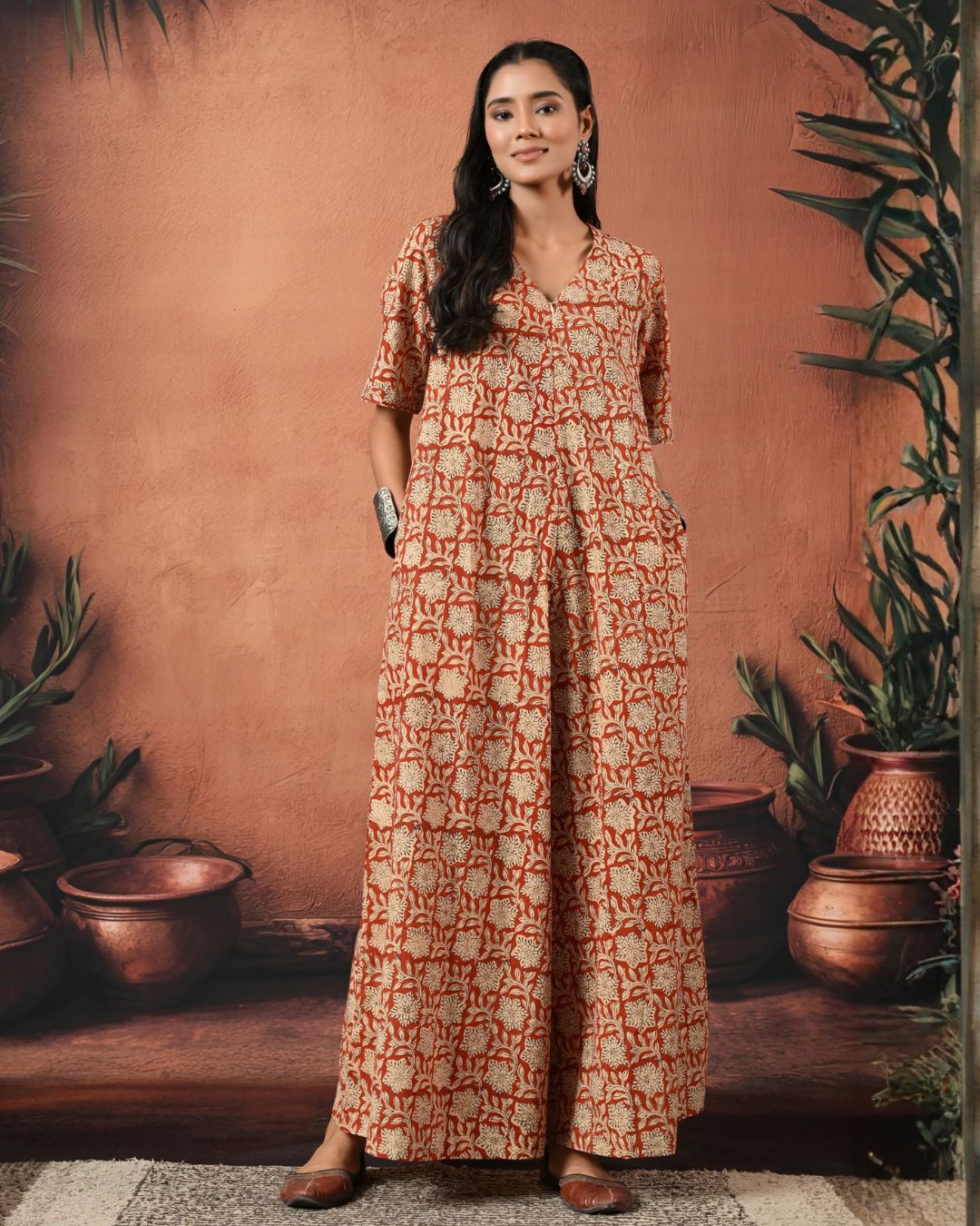 For The Drama Terracotta Jumpsuit Bo