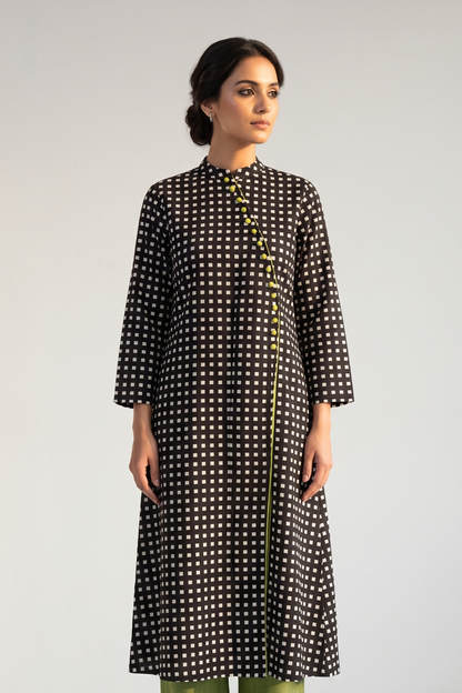 The Checkerboard Edit Cotton Cross Potli Angrakha Kurta Mc