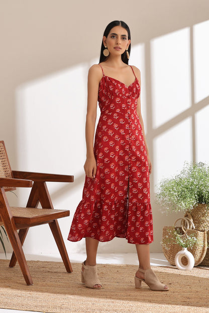 Murraya Isabel Red Midi Dress