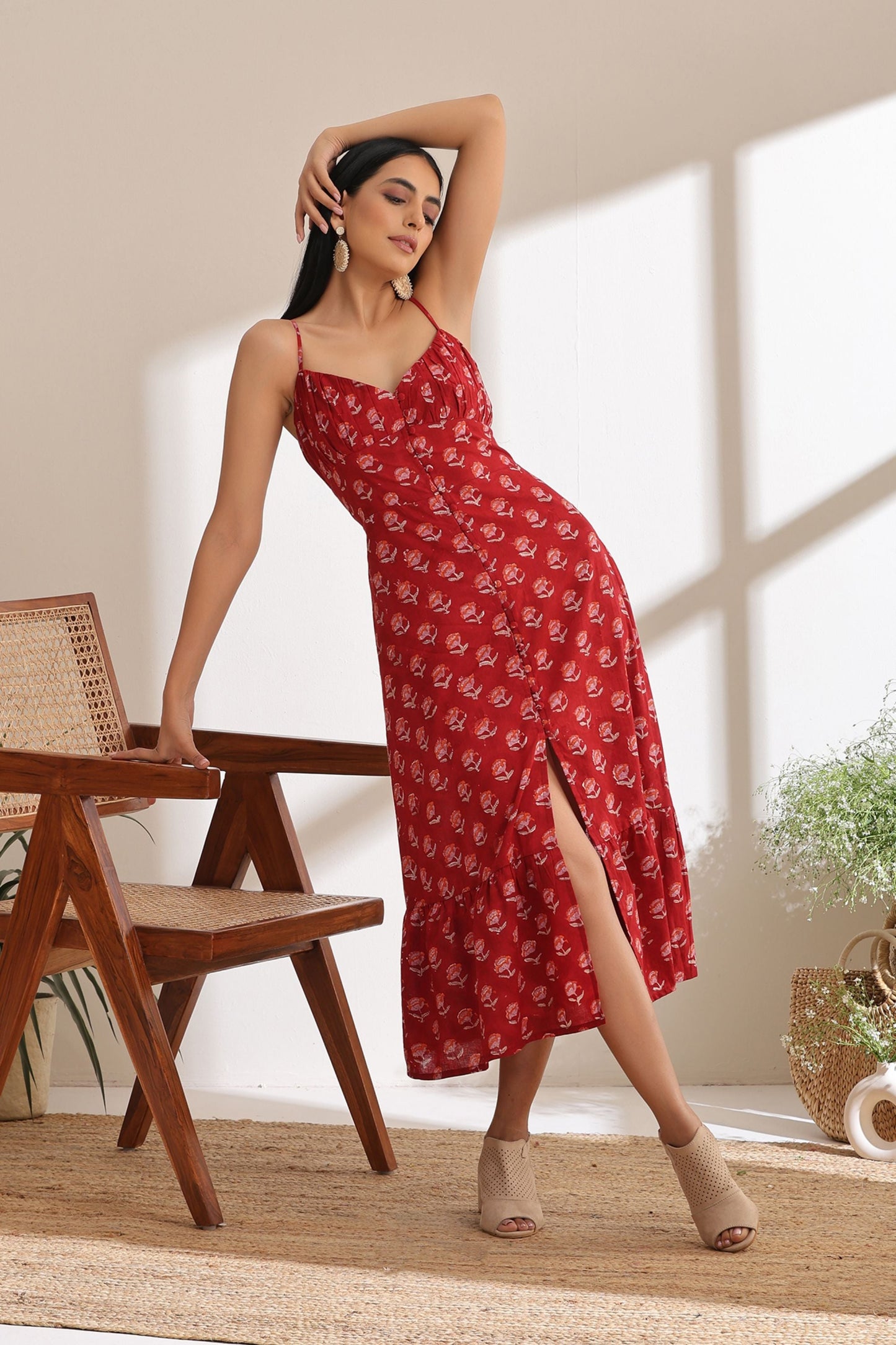 Murraya Isabel Red Midi Dress